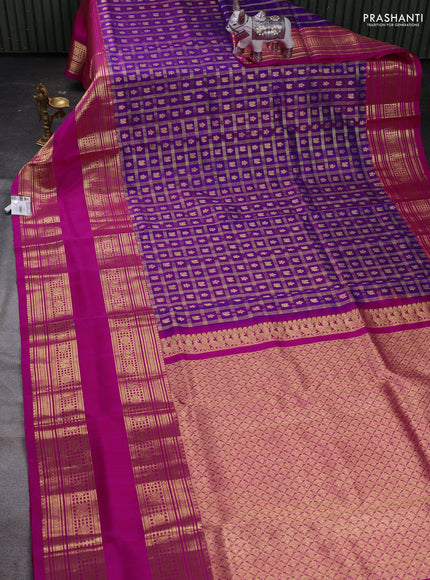 Purple & Pink Venkatagiri Silk - Checks