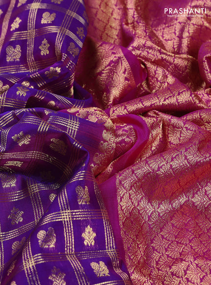 Purple & Pink Venkatagiri Silk - Checks