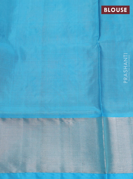 Orange & Aque Blue Venkatagiri Silk - Buttas