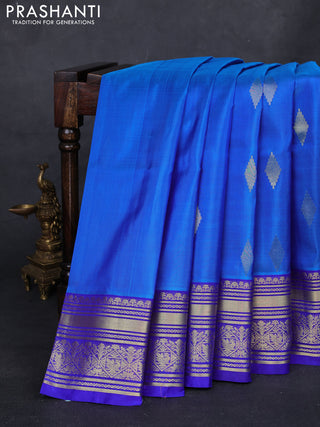 Blue & Royal Blue Venkatagiri Silk - Jamdani