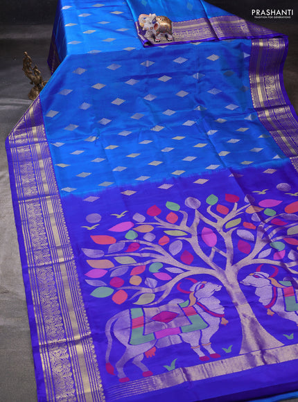 Blue & Royal Blue Venkatagiri Silk - Jamdani