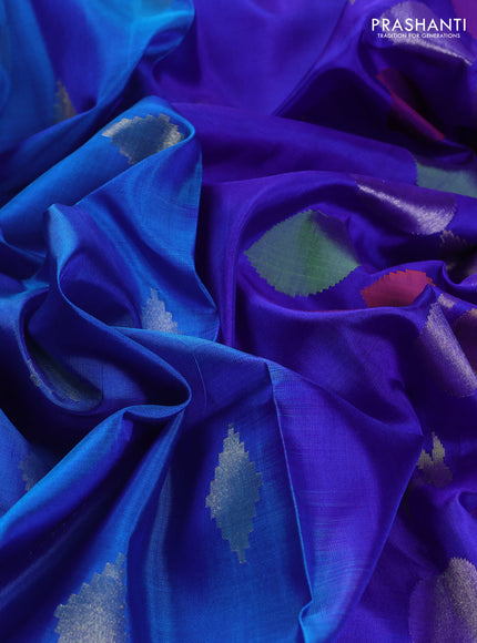 Blue & Royal Blue Venkatagiri Silk - Jamdani