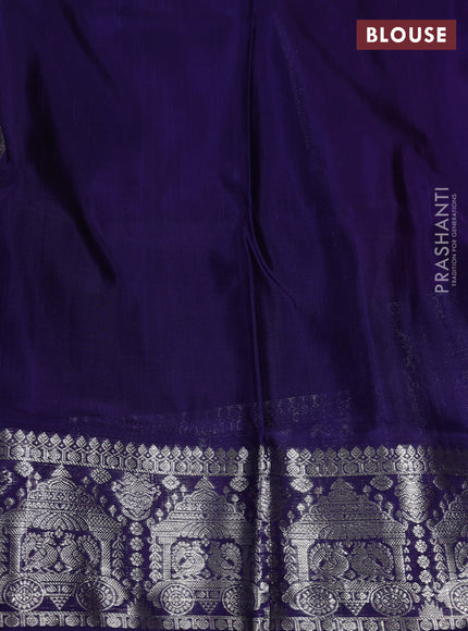 Magenta Pink & Navy Blue Venkatagiri Silk - Jamdani