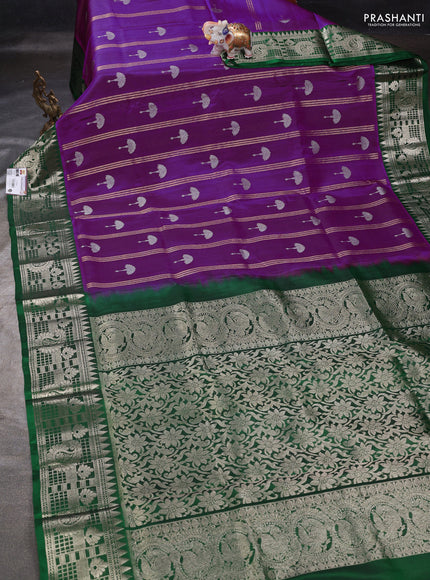 Magenta Pink & Green Venkatagiri Silk - Buttas