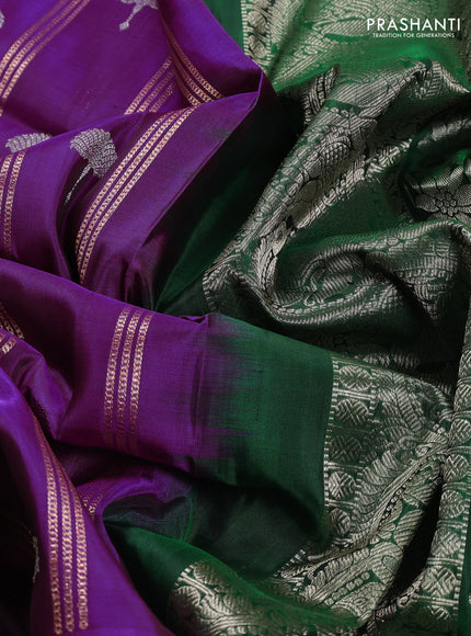 Magenta Pink & Green Venkatagiri Silk - Buttas
