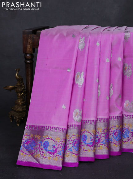 Lotus Pink & Purple Venkatagiri Silk - Buttas