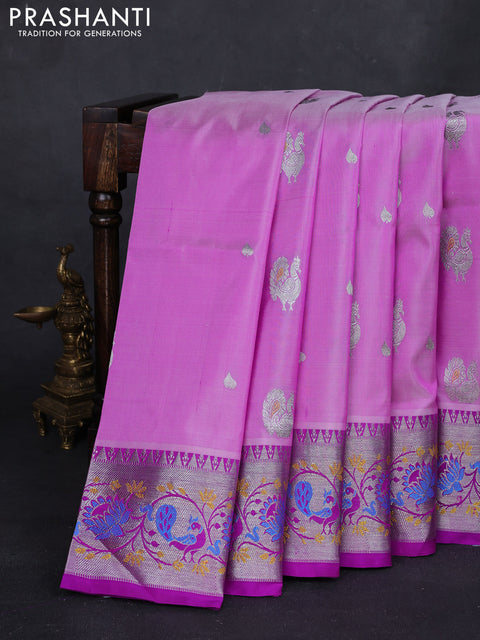 Lotus Pink & Purple Venkatagiri Silk - Buttas