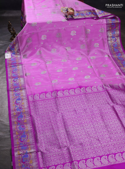 Lotus Pink & Purple Venkatagiri Silk - Buttas