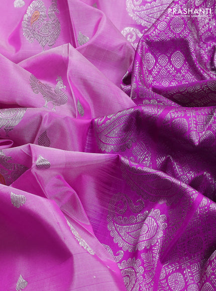 Lotus Pink & Purple Venkatagiri Silk - Buttas