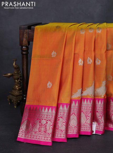 Sunset Orange & Pink Venkatagiri Silk - Buttas