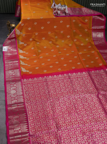 Sunset Orange & Pink Venkatagiri Silk - Buttas