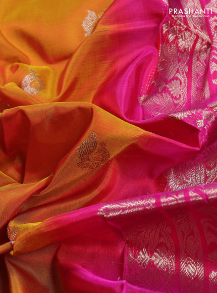 Sunset Orange & Pink Venkatagiri Silk - Buttas