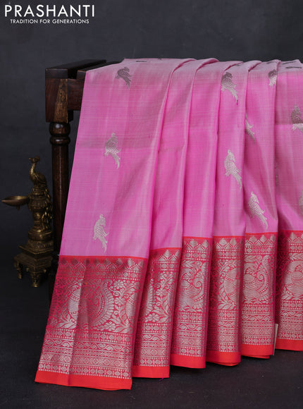Pink & Orange Venkatagiri Silk - Buttas