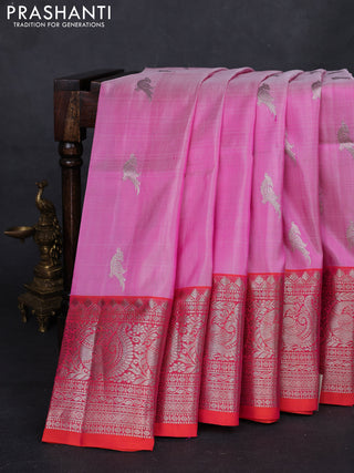 Pink & Orange Venkatagiri Silk - Buttas