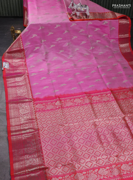 Pink & Orange Venkatagiri Silk - Buttas