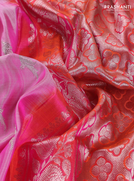 Pink & Orange Venkatagiri Silk - Buttas