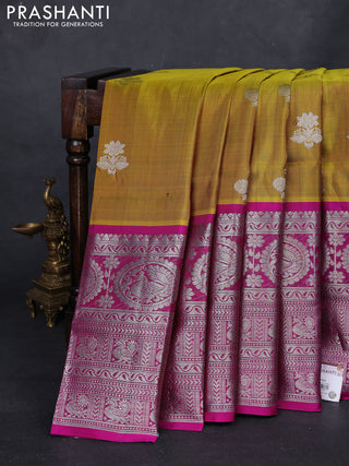 Mustard Green Venkatagiri Silk - Buttas