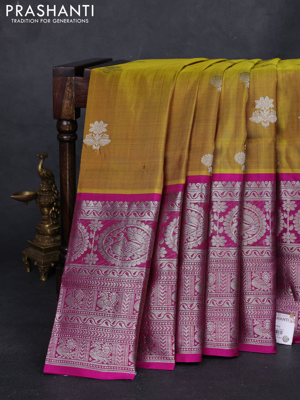 Mustard Green Venkatagiri Silk - Buttas