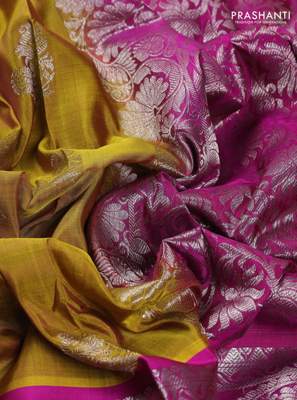 Mustard Green Venkatagiri Silk - Buttas