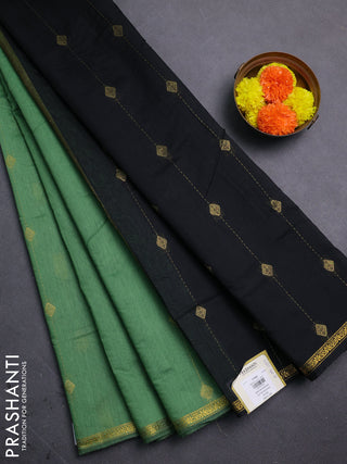 Green & Black Semi Maheshwari Cotton - Buttas