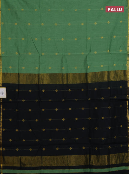 Green & Black Semi Maheshwari Cotton - Buttas
