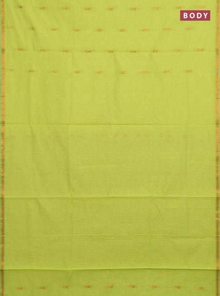 Fluorescent Green & Maroon Semi Maheshwari Cotton - Buttas