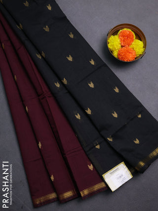 Maroon & Black Semi Maheshwari Cotton - Buttas