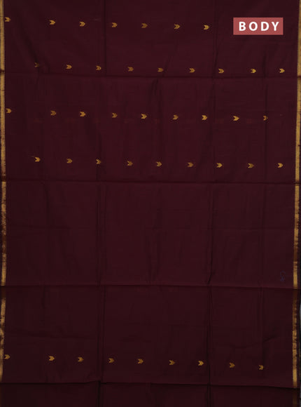 Maroon & Black Semi Maheshwari Cotton - Buttas