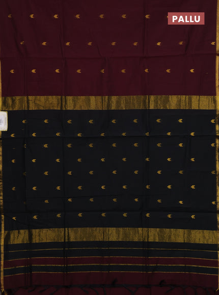 Maroon & Black Semi Maheshwari Cotton - Buttas