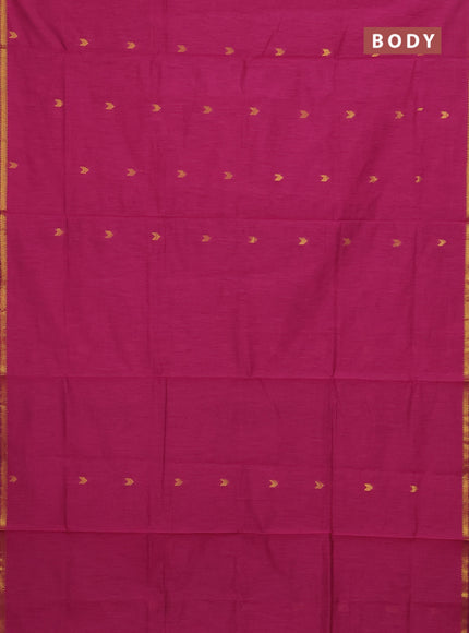 Magenta Pink & Black Semi Maheshwari Cotton - Buttas