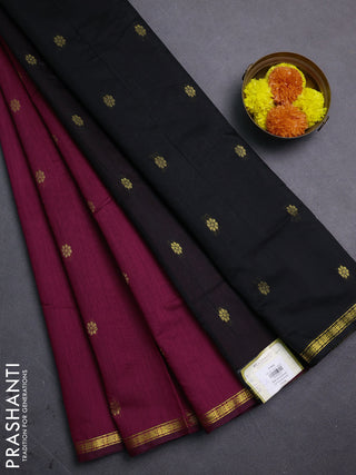 Maroon & Black Semi Maheshwari Cotton - Buttas