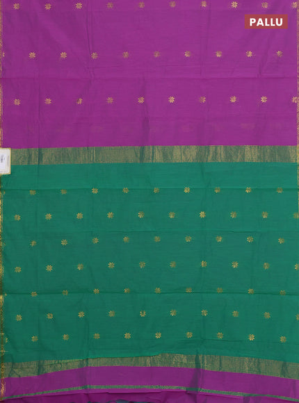 Purple & Green Semi Maheshwari Cotton - Buttas