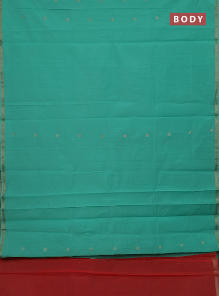 Teal Green & Orange Semi Maheshwari Cotton - Buttas