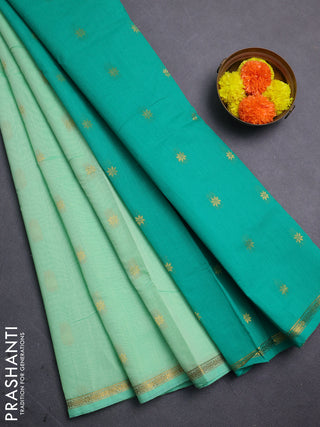 Teal Green & Green Semi Maheshwari Cotton - Buttas