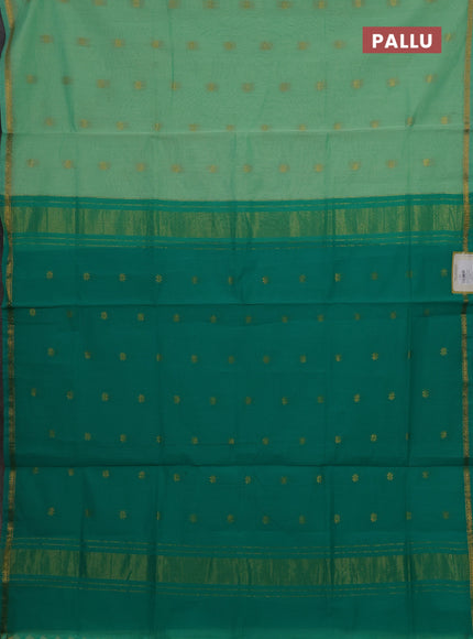 Teal Green & Green Semi Maheshwari Cotton - Buttas