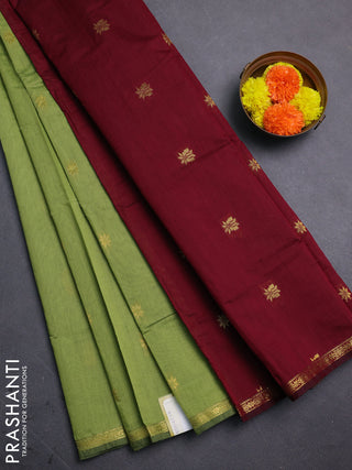 Green & Maroon Semi Maheshwari Cotton - Buttas