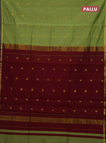 Green & Maroon Semi Maheshwari Cotton - Buttas