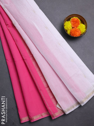 Candy Pink & Off White Semi Maheshwari Cotton - Buttas
