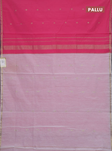 Candy Pink & Off White Semi Maheshwari Cotton - Buttas
