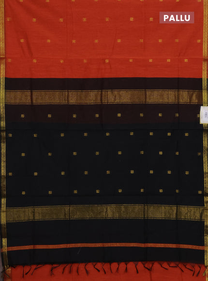 Orange & Black Semi Maheshwari Cotton - Buttas