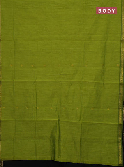 Fluorescent Green & Black Semi Maheshwari Cotton - Buttas