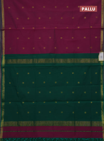 Pink & Green Semi Maheshwari Cotton - Buttas