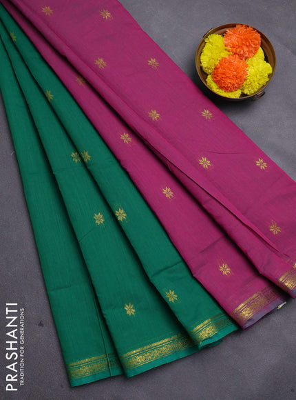 Green & Pink Semi Maheshwari Cotton - Buttas