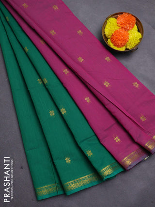 Green & Pink Semi Maheshwari Cotton - Buttas