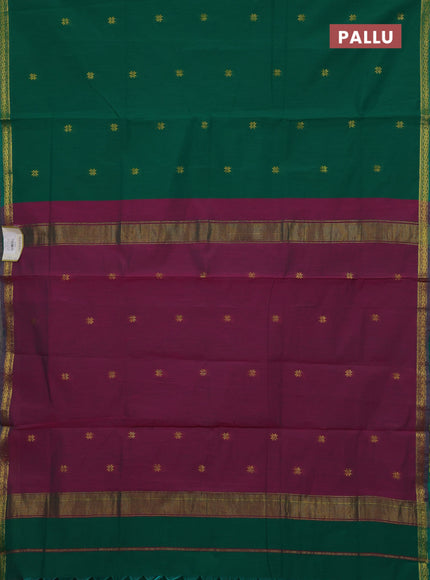 Green & Pink Semi Maheshwari Cotton - Buttas