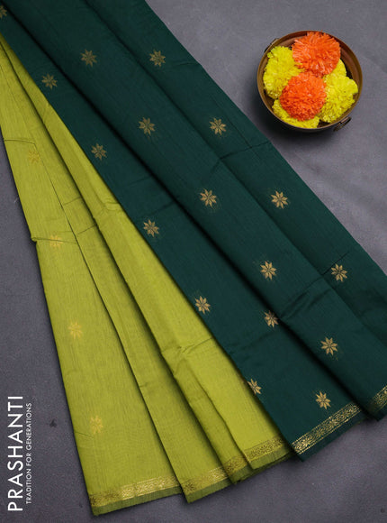 Green & Bottle Green Semi Maheshwari Cotton - Buttas