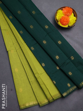 Green & Bottle Green Semi Maheshwari Cotton - Buttas