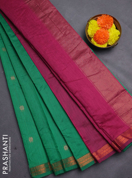Green & Magenta Pink Semi Maheshwari Cotton - Buttas