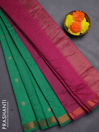 Green & Magenta Pink Semi Maheshwari Cotton - Buttas