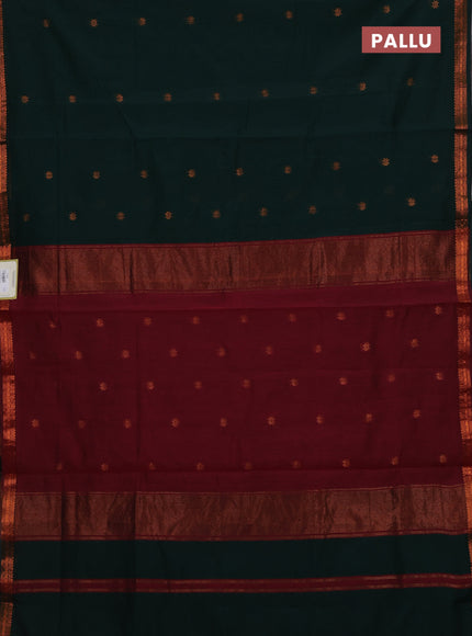 Bottle Green & Maroon Semi Maheshwari Cotton - Buttas